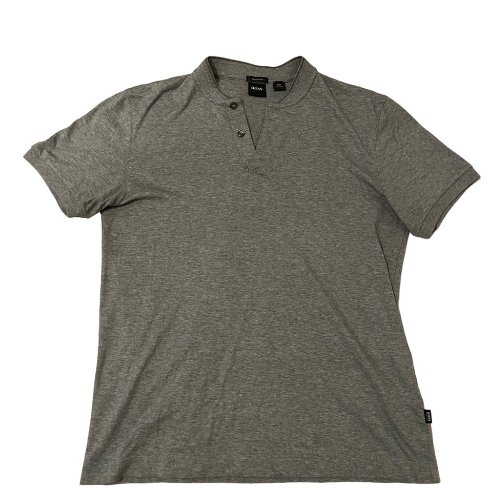 Hugo Boss Heather Gray Henley Tee